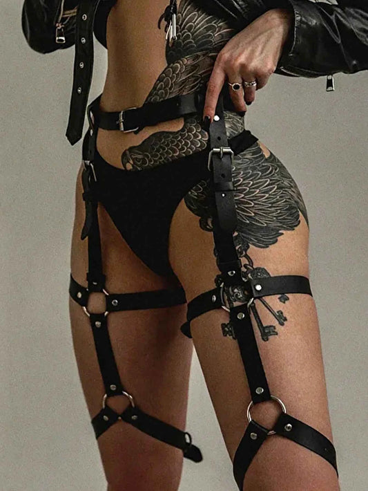Black Leather Adjustable Garter Belt