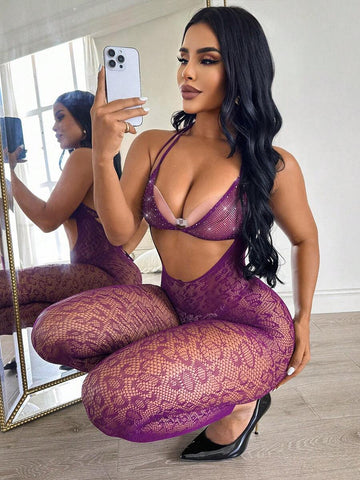 Leopard Fishnet Bodysuit 2pcs Set