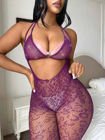 Leopard Fishnet Bodysuit 2pcs Set