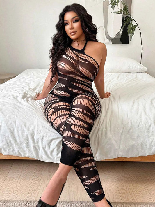 Plus Size Fishnet One-Piece Bodysuit