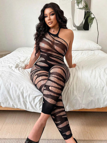Plus Size Fishnet One-Piece Bodysuit