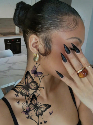 Butterfly Floral Ankle Tattoo Sticker