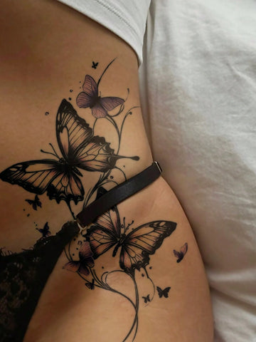 Butterfly Floral Ankle Tattoo Sticker