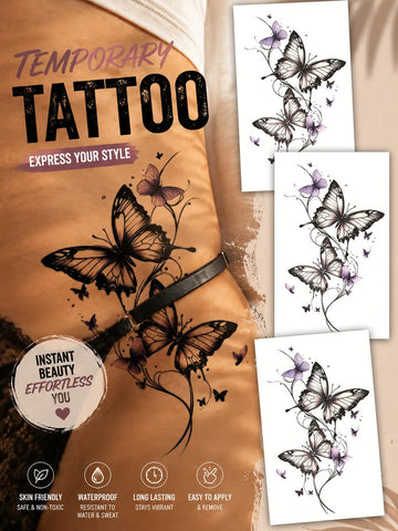 Butterfly Floral Ankle Tattoo Sticker
