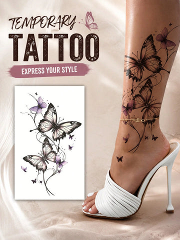 Butterfly Floral Ankle Tattoo Sticker