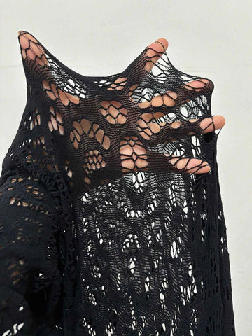 Deep V-Neck Bodycon Mini Dress - Black