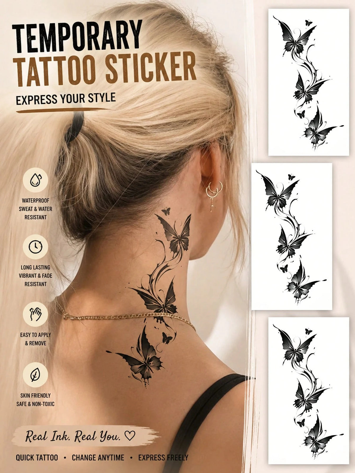 Butterfly Neck Shoulder Tattoo Sticker