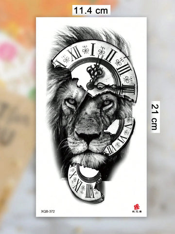 Lion Clock Arm Tattoo Sticker
