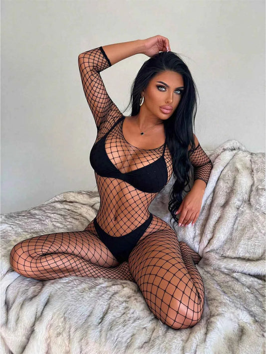 Mesh Jumpsuit Sheer Stocking Sleepwear