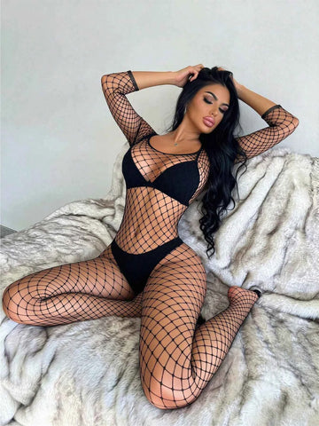 Mesh Jumpsuit Sheer Stocking Sleepwear