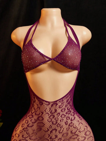 Leopard Fishnet Bodysuit 2pcs Set