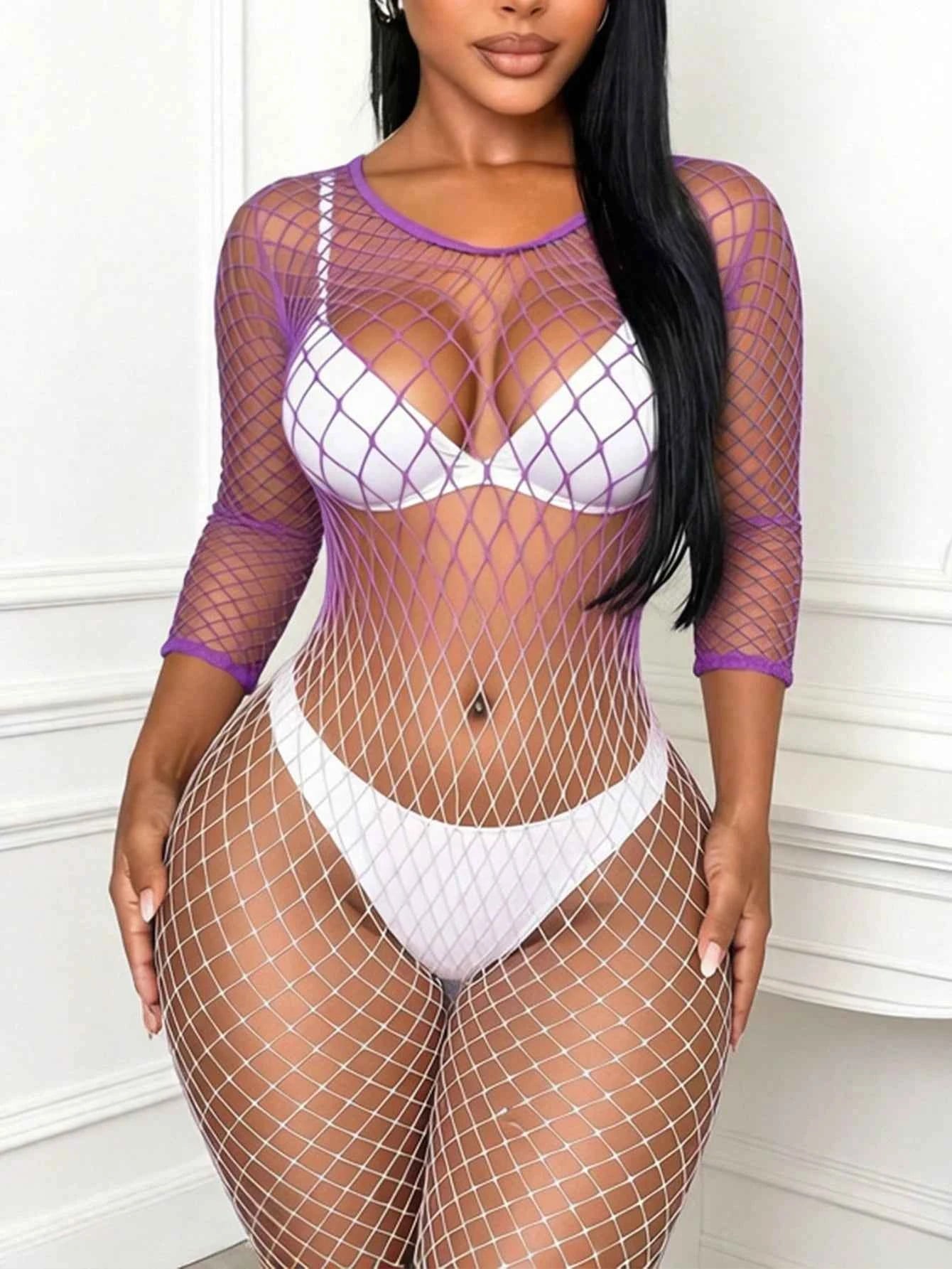 Lingerie Set / Role Play Costume,Cover-Up, Fishnet Bodysuit Elastic Fishnet Lingerie Bodysuit For Women And Girls Bikini
