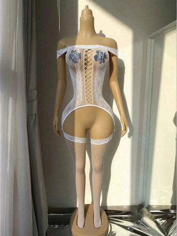 Fishnet Bodystocking Halterneck Bodysuit