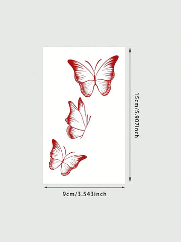 Gradient Red Butterfly Tattoo Sticker