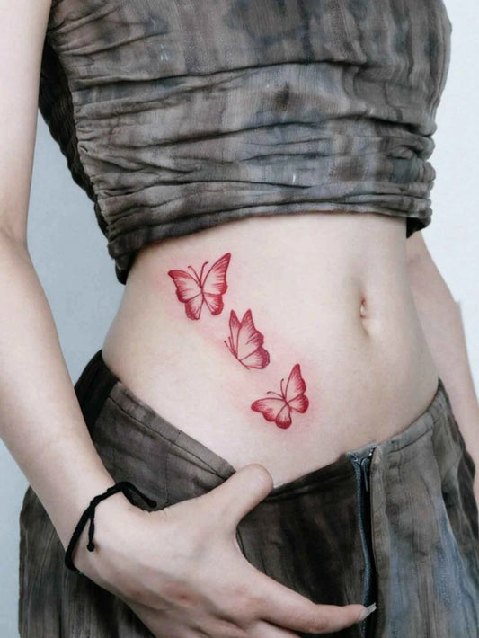 Gradient Red Butterfly Tattoo Sticker