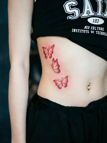 Gradient Red Butterfly Tattoo Sticker