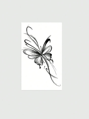 Flowing Line Butterfly Tattoo Sticker