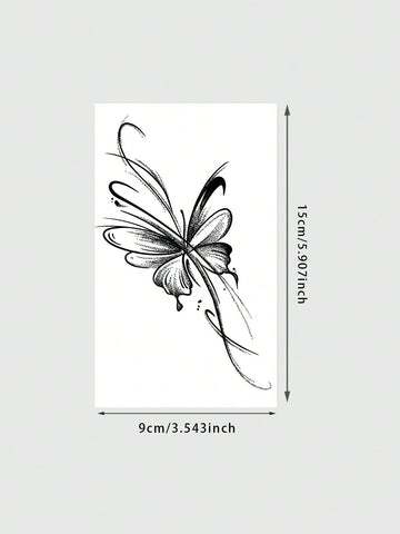Flowing Line Butterfly Tattoo Sticker