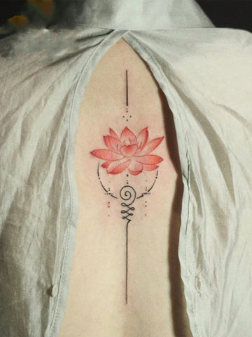 Lotus Unalome Spine Tattoo Set