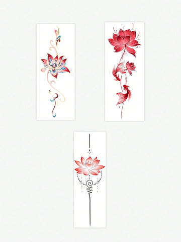 Lotus Unalome Spine Tattoo Set