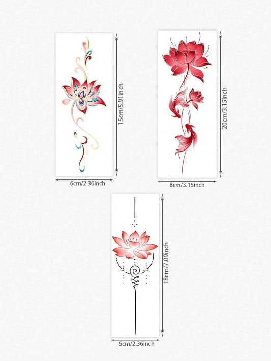 Lotus Unalome Spine Tattoo Set