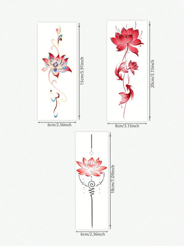 Lotus Unalome Spine Tattoo Set
