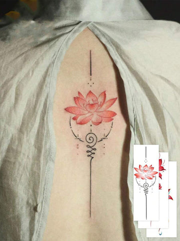Lotus Unalome Spine Tattoo Set