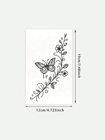 Minimal Flower Butterfly Waist Tattoo Sticker