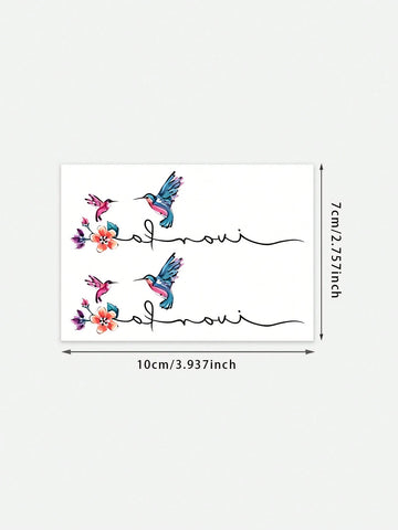 Watercolor Hummingbird Floral Tattoo Sticker