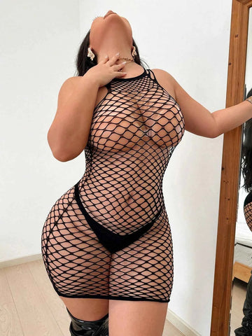 Plus Size Mesh Stocking Dress