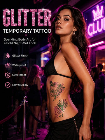Glitter Spider Skull Leopard Star Tattoo Set