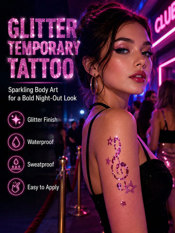 Glitter Spider Skull Leopard Star Tattoo Set