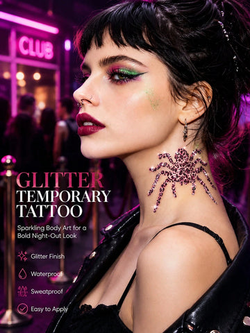 Glitter Spider Skull Leopard Star Tattoo Set