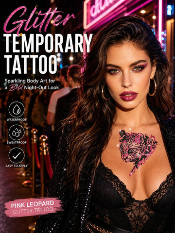 Glitter Spider Skull Leopard Star Tattoo Set