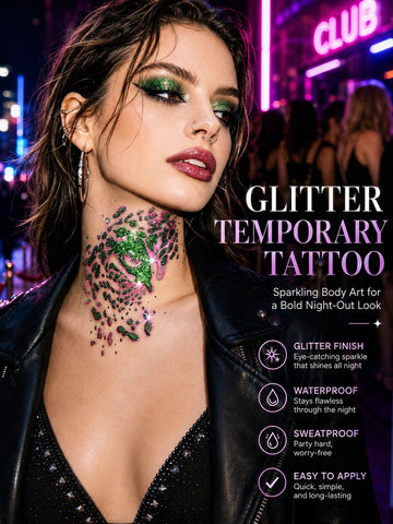 Glitter Spider Skull Leopard Star Tattoo Set