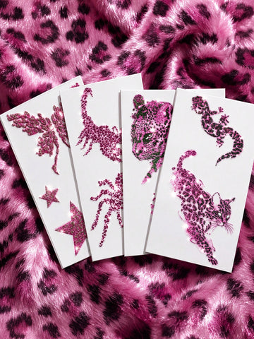 Glitter Spider Skull Leopard Star Tattoo Set