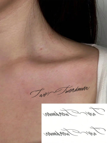 Cursive Quote Collarbone Tattoo Sticker