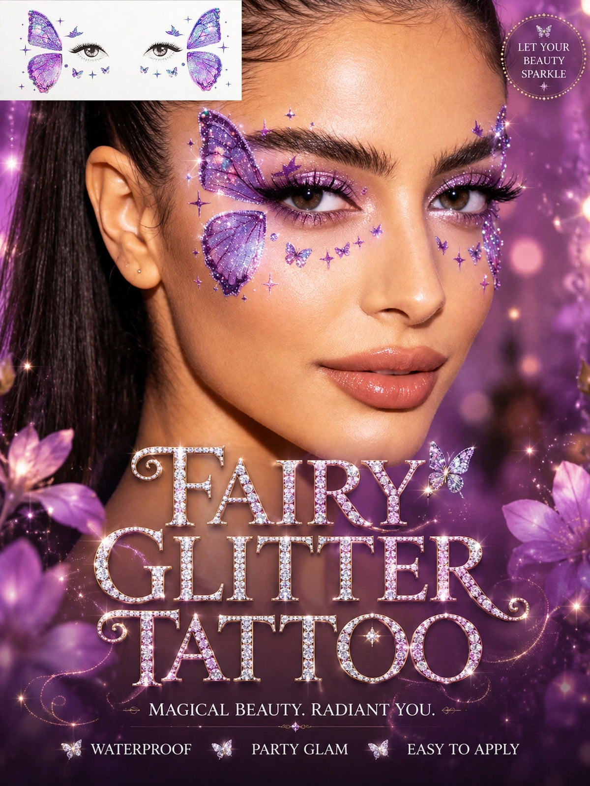 Glitter Butterfly Fairy Face Tattoo Set