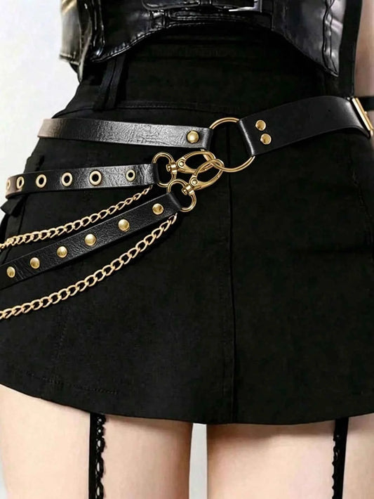 Waist Chain Tassel Cincher - Black