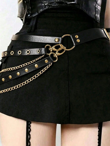 Waist Chain Tassel Cincher - Black