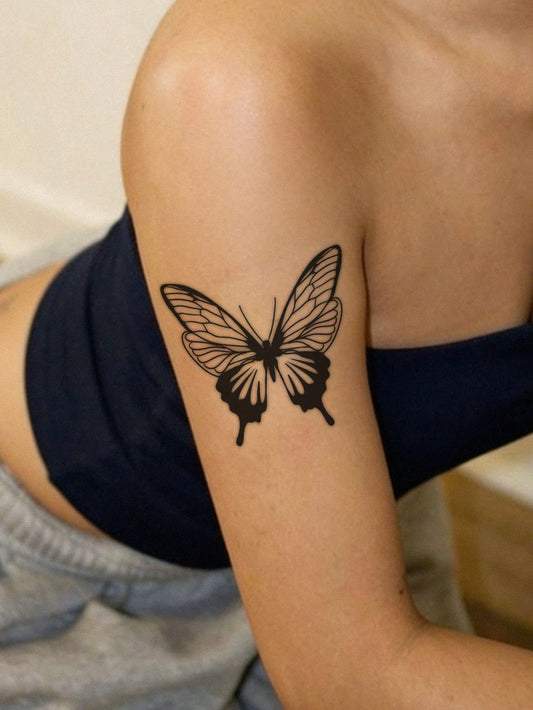 Black Spider Butterfly Mini Tattoo Sticker