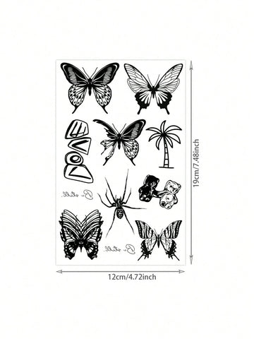 Black Spider Butterfly Mini Tattoo Sticker