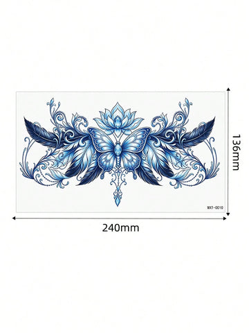 Colorful Floral Butterfly Lower Back Tattoo Set