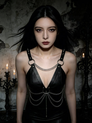 Leather Corset Vest with Straps