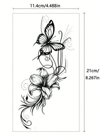 Black Lily Butterfly Tattoo Set