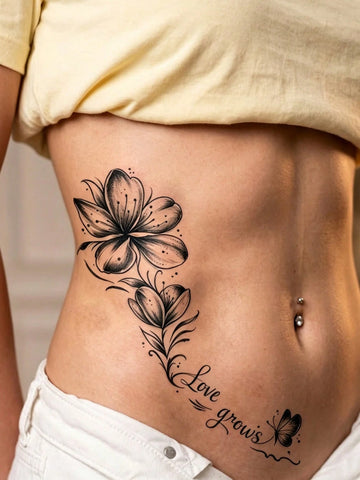 Black Lily Butterfly Tattoo Set