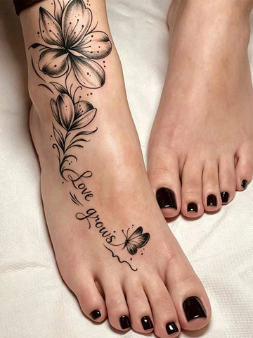 Black Lily Butterfly Tattoo Set