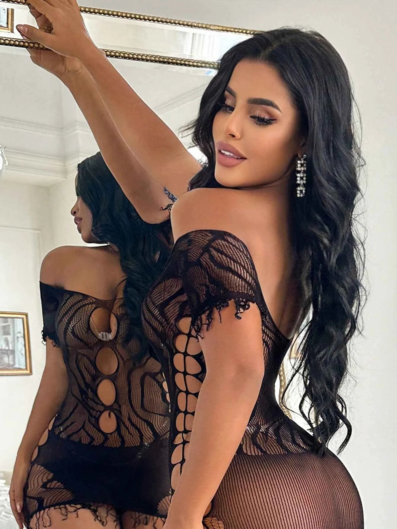 Distressed Mesh Tassel Hem Nightgown