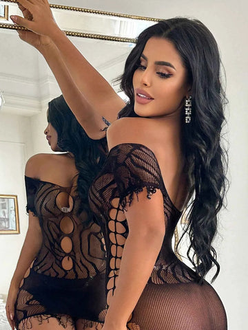 Distressed Mesh Tassel Hem Nightgown