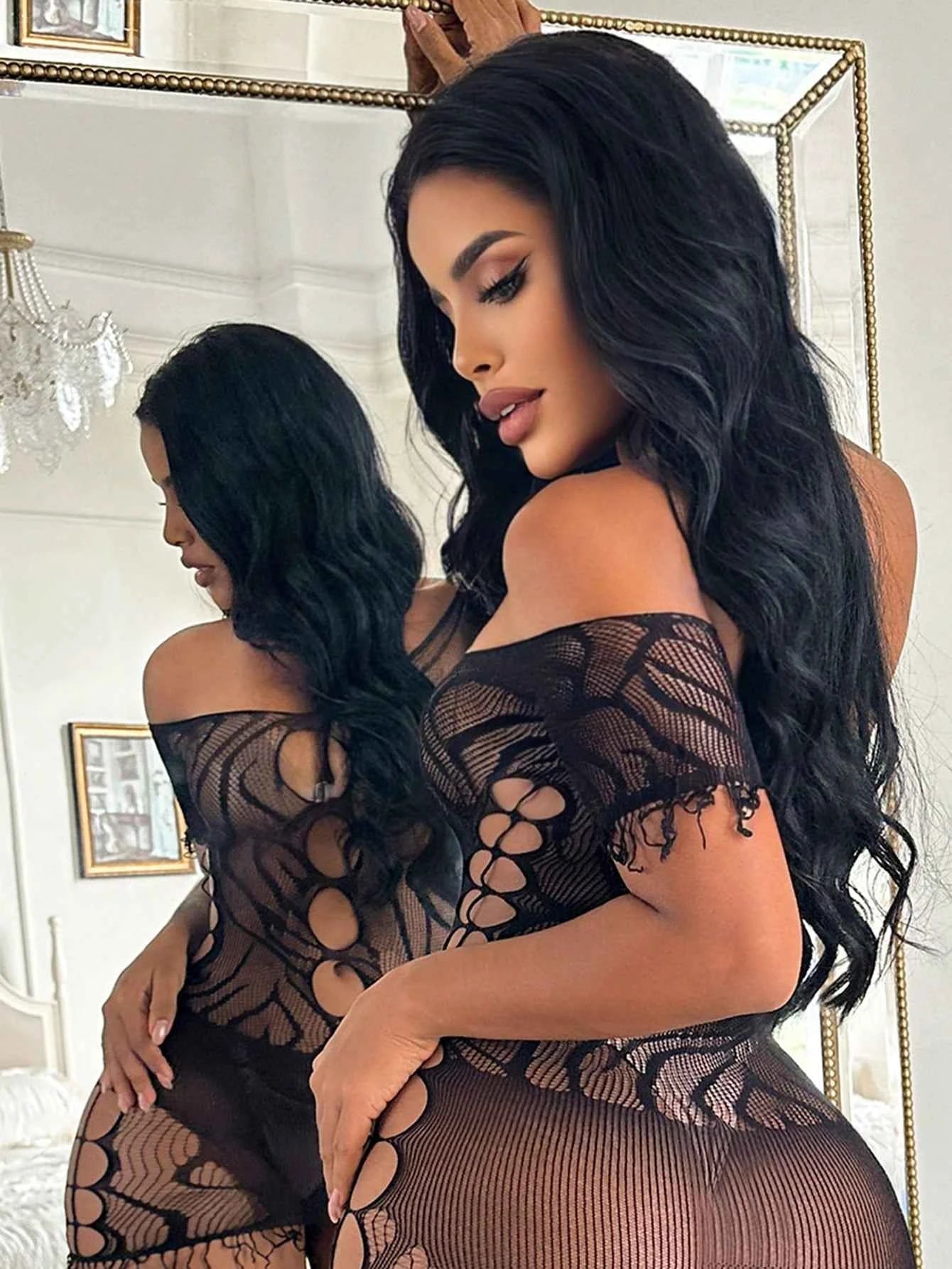 Distressed Mesh Tassel Hem Nightgown
